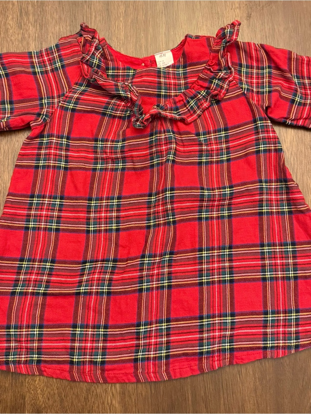H&M Red Plaid Ruffle Neck Girls' Dress